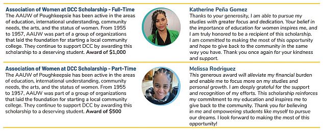 Images of 2 Scholarship winners and descriptions of award