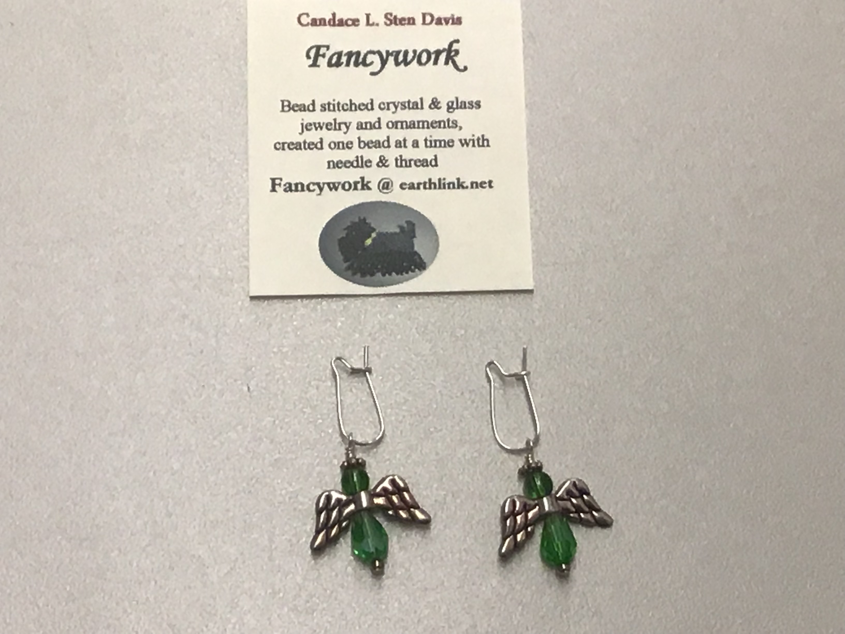 Fancywork Green Angel Earrings